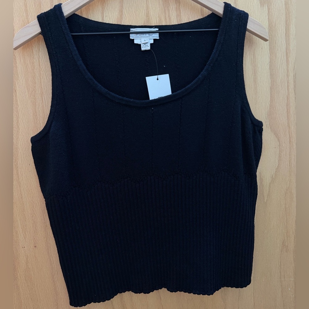 St. John Sport Black Ribbed Tank Top